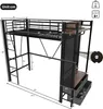 Hochbett 90x200 Schwarz – Eisenrahmen, 4 Schubladen, LED, Produktbild-Vorschau 7