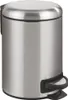 A stainless steel pedal bin with a black pedal. Produktbild-Vorschau