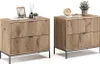 Two wooden nightstands with ribbed drawer fronts are shown against a white background. Náhled obrázku produktu