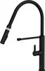 A black kitchen faucet with a pull-out spray head is shown against a white background. Podgląd zdjęcia produktu