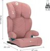 A pink child car seat is shown from a side-angle, with measurement indicators on the left and right. Náhled obrázku produktu