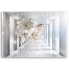 Leinwandbild Blumen in 3D-Korridor 120x80 Feeby Beige bild Produktbild-Vorschau 3