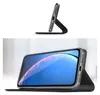A product shot of an iPhone in a flip case, with a second image showing the case standing up. Produktbild-Vorschau