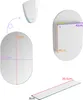 Diagrams showing the dimensions of an oval mirror cabinet and a shelf. Náhled obrázku produktu