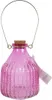 A pink glass wasp trap with a cork stopper and a metal handle, isolated on a white background. Podgląd zdjęcia produktu
