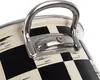 A close-up view of the handle and upper rim of a pot with a black and white checkered pattern. Voir les images du produit