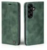 A green flip case for a smartphone, shown from the front and back. Produktbild-Vorschau