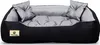 A black and gray dog bed with two pillows. Anteprima dell’immagine prodotto