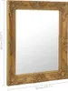 A golden baroque-style wall mirror is shown from a slightly angled perspective against a white background. Dimensions are indicated by measurement lines and text. Produktbild-Vorschau