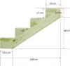 A diagram showing the dimensions of a wooden staircase stringer. Produktbild-Vorschau