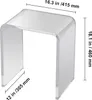 A clear acrylic C-shaped side table with dimensions indicated. Anteprima dell’immagine prodotto