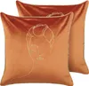 BELIANI Sada 2 dekoratívnych vankúšov oranžová 45 x 45 cm Náhľad obrázku produktu 1