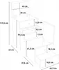 A diagram showing the dimensions of a vanity table. Produktbild-Vorschau