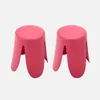 sweeek - 2er-Set stapelbare Hocker mit Kunstleder - Rosa Produktbild-Vorschau 1