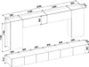 A technical drawing with dimensions of a modular furniture system, likely a wall unit or entertainment center. Náhled obrázku produktu