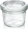 A clear glass jar with a lid, on a white background. Anteprima dell’immagine prodotto