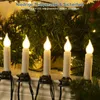 A string of LED candle lights clipped onto a Christmas tree or garland. Produktbild-Vorschau