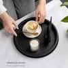 Deko Tablett, Deko Kerzen Tabletts, Schwarz Rund Dekoteller Produktbild-Vorschau 3