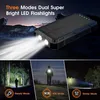 A power bank with solar panels and LED flashlights, shown in different modes and settings. Produktbild-Vorschau
