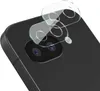 A close-up shot of a smartphone's camera lens area with protective glass covers being applied. Produktbild-Vorschau
