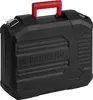 A black tool case with a red handle. Produktbild-Vorschau