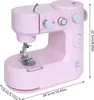 A pink sewing machine is shown from a front-side angle against a white background. Dimensions are indicated by lines and text. Produktbild-Vorschau