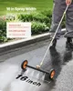 A person is using a pressure washer attachment on a wet asphalt surface, with text overlays describing the product's features. Podgląd zdjęcia produktu