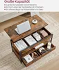 A rustic-style coffee table with multiple storage compartments, showing its capacity and organization features. Produktbild-Vorschau