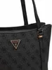 A close-up shot of a black Guess shopper bag with a repeating logo pattern and a gold Guess logo emblem. Produktbild-Vorschau