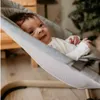 Verstellbare Babywippe mit Spielbogen – Leinenstoff - grau Produktbild-Vorschau 15