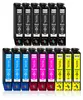 A collection of printer ink cartridges arranged in two rows against a white background. Produktbild-Vorschau