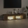 The Living Store TV-Schrank mit LED-Leuchten Braun Produktbild-Vorschau 1