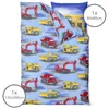 A folded duvet cover with a construction vehicle pattern. Produktbild-Vorschau
