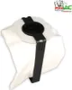 A vacuum cleaner dust bag with a black plastic connector and clip, set against a white background. Produktbild-Vorschau