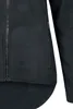 Close-up view of a black hooded jacket, showing the zipper and a side pocket. Anteprima dell’immagine prodotto