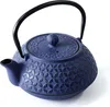 A blue cast iron teapot with a black handle is shown against a white background. Podgląd zdjęcia produktu