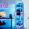 Pětipodlažní skleněná vitrína s úložným prostorem, LED Náhled obrázku produktu 2