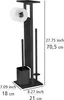 A black metal toilet paper holder and toilet brush stand with dimensions indicated. Produktbild-Vorschau