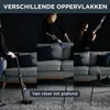 Collage of a person using a cordless vacuum cleaner on different surfaces and in different orientations. Produktbild-Vorschau