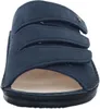 A close-up, front-facing view of a navy blue sandal. Produktbild-Vorschau