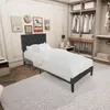 TRMLBE Bettgestell 90x200 cm Gästebett Metallbett mit Leder Produktbild-Vorschau 1