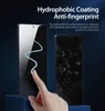 A hand is touching a smartphone screen with a hydrophobic coating, contrasted with another screen covered in fingerprints. Produktbild-Vorschau