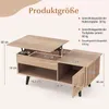 COSTWAY Couchtisch mit anhebbarer Platte und Stauraum, Produktbild-Vorschau 7
