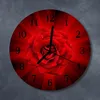 Glasuhr Wanduhr Küchenuhr Echt-Glas 30fi cm Rose rot Produktbild-Vorschau 2
