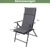 A gray garden chair with dimensions indicated by text overlays. Produktbild-Vorschau