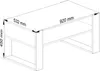 A line drawing of a coffee table with dimensions indicated. Voir les images du produit