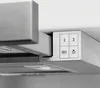 A close-up view of the control panel of a range hood. Voir les images du produit