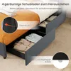 A close-up view of a bed frame with storage drawers, showing the interior of the drawers filled with clothes and highlighting features like the drawer structure and wheels. Anteprima dell’immagine prodotto
