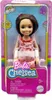 A Barbie Chelsea doll in its retail packaging, with decorative elements on the background. Podgląd zdjęcia produktu
