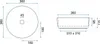 Technical drawings of a round sink with dimensions. Náhľad obrázku produktu